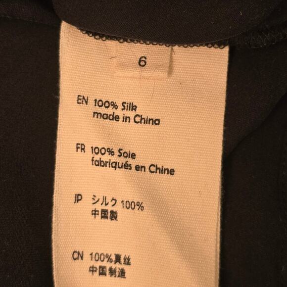 L'Agence 100% Silk Blouse Women’s Sz 6 Black Long Sleeve Sequin Elegance Luxury - Picture 10 of 11